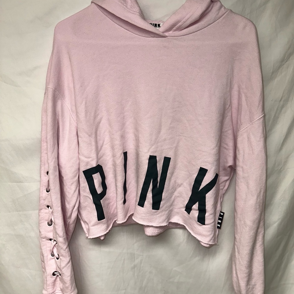 PINK Victoria's Secret Light Pink Cropped Hoodie